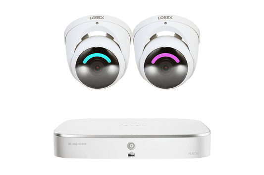 Lorex Fusion 4K 16 Camera Capable (8 Wired and 8 Wi-Fi) 2TB Wired NVR System with Dome Cameras Featuring Smart Security Lighting