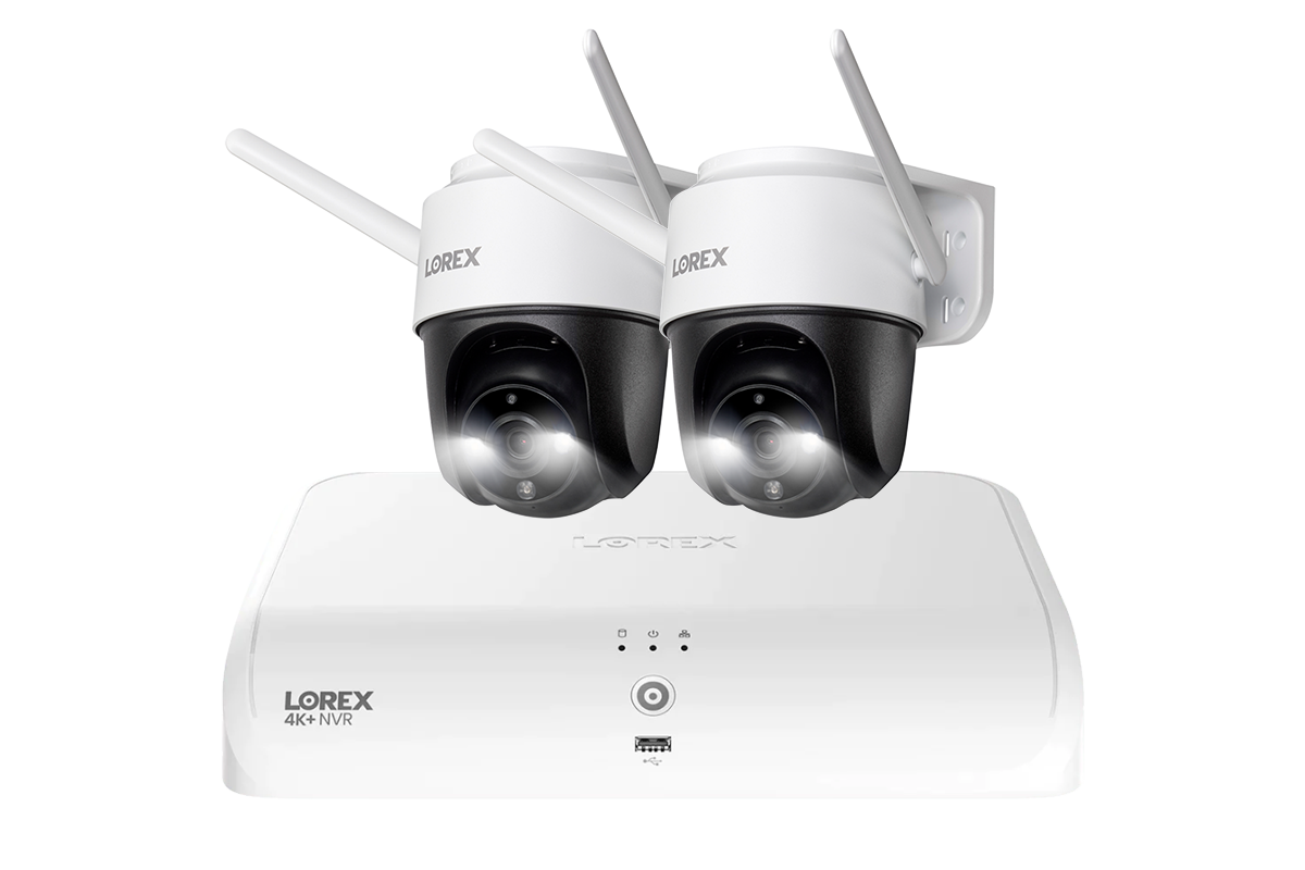 Lorex Fusion 4K 16 Camera Capable (8 Wired + 8 Fusion Wi-Fi) 2TB NVR System with Two 2K Pan-Tilt Outdoor Wi-Fi Cameras