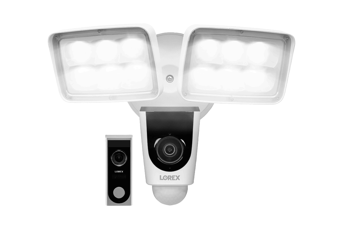 Home Monitoring Kit featuring Wi-Fi Floodlight Camera and 1080p HD Video Doorbell