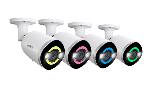 Lorex 4K Smart Security Lighting Deterrence Bullet AI PoE IP Wired Cameras