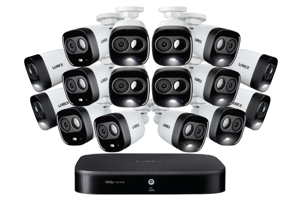 1080p HD 16-Channel Security System with 16 1080p HD Active Deterrence Security Cameras, Advanced Motion Detection and Smart Home Voice Control