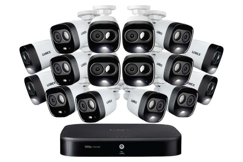 1080p HD 16-Channel Security System with 16 1080p HD Active Deterrence Security Cameras, Advanced Motion Detection and Smart Home Voice Control