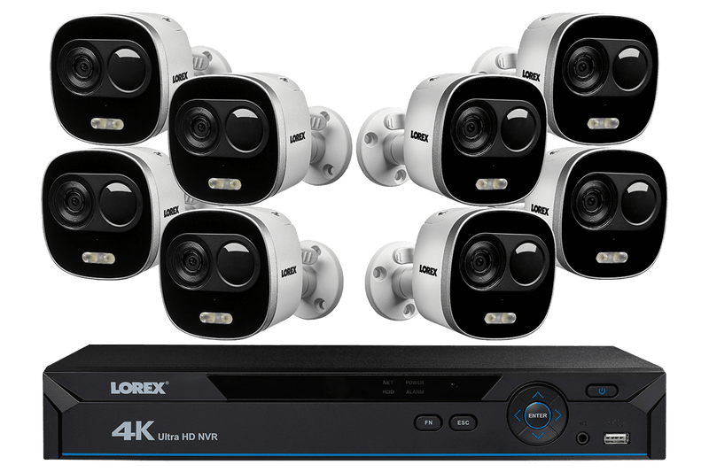 4K Ultra HD IP NVR System with 8 Active Deterrence Security Cameras, 130ft Night Vision