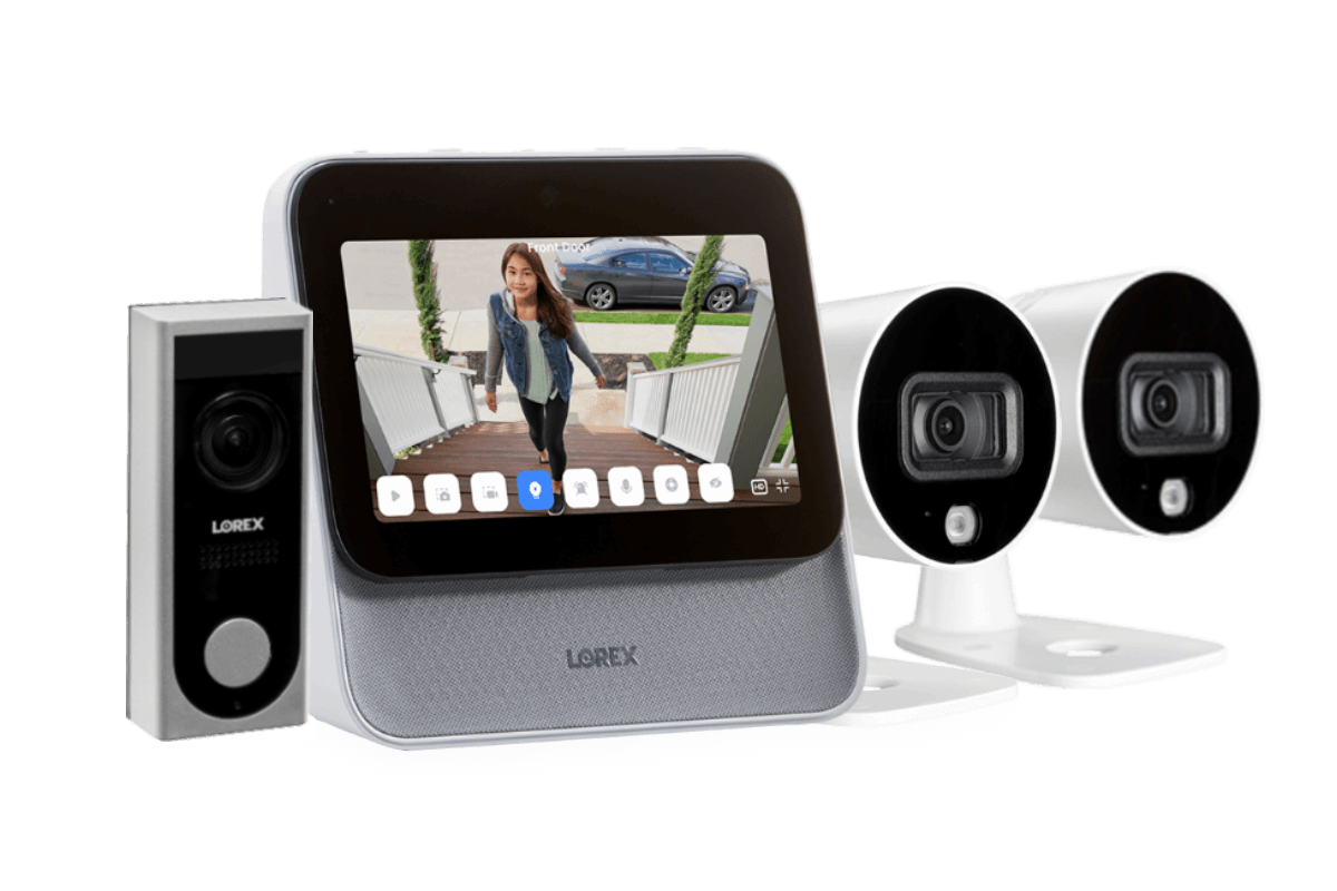 Lorex Smart Home Security Center with Two 1080p Outdoor Wi-Fi Cameras and HD Video Doorbell