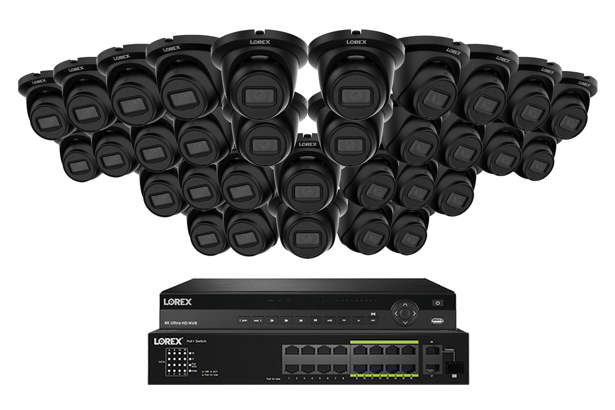Lorex Pro Series 4K 32 Camera Capable Wired NVR System with 4MP (2K) A4 IP Turret Cameras - Black 32