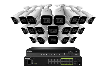 Lorex 4K (32 Camera Capable) 8TB Wired NVR System with Nocturnal 3 Smart IP Bullet Cameras Featuring Listen-In Audio and 30FPS Recording