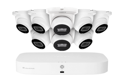 Lorex Fusion Series 4K 16 Camera Capable (8 Wired + 8 Fusion Wi-Fi) 2TB Wired NVR System with 4MP (2K) A4 IP Turret Cameras - White 8