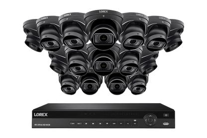 Lorex 4K (16 Camera Capable) 4TB Wired NVR System with Nocturnal 3 Smart IP Dome Cameras with Listen-in Audio and Motorized Varifocal Lenses - Black 16