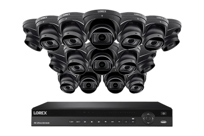 Lorex 4K (16 Camera Capable) 4TB Wired NVR System with Nocturnal 3 Smart IP Dome Cameras with Listen-in Audio and Motorized Varifocal Lenses - Black 16