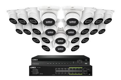 Lorex Pro Series 4K 32 Camera Capable Wired NVR System with 4MP (2K) A4 IP Turret Cameras - White 24
