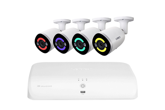 Lorex 4K Ultra HD 16 Camera Capable (8 Wired + 8 Fusion Wi-Fi) 2TB Wired NVR System with 4 IP Smart Security Lighting Cameras