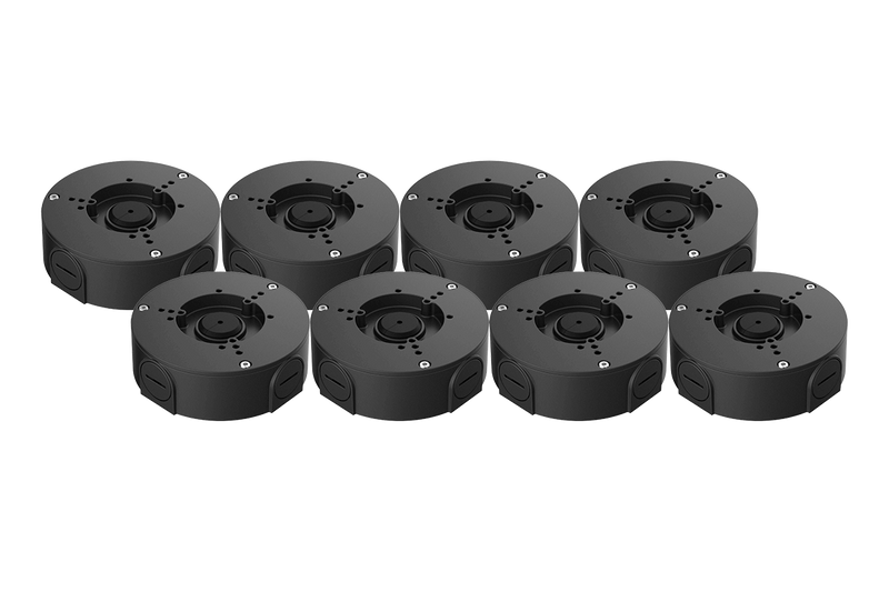 Outdoor Round Junction Box for 3 Screw Base Cameras (Black, 8-pack)