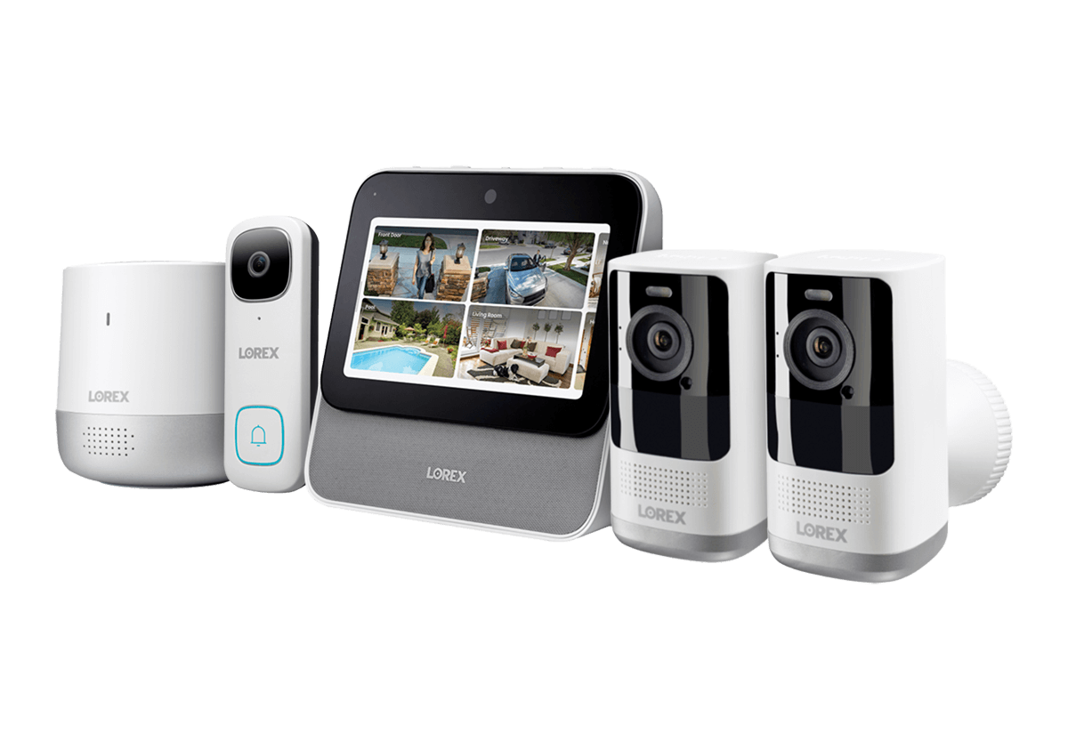 Lorex Smart Home Security Center with 2 2K Wire-Free Cameras, 2K Doorbell and Range Extender