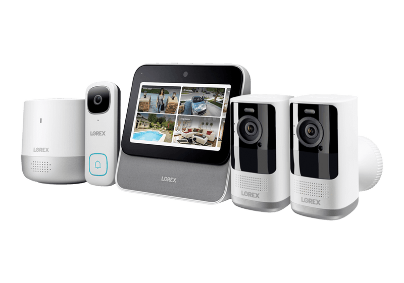 Lorex Smart Home Security Center with 2 2K Wire-Free Cameras, 2K Doorbell and Range Extender