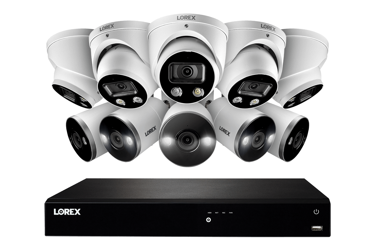 16-Channel 4K Fusion System with 5 Bullet and 5 Dome Smart Deterrence IP Cameras