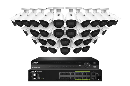 Lorex NVR with A20 (Aurora Series) IP Bullet Cameras - 4K 32-Channel Wired System - White 32