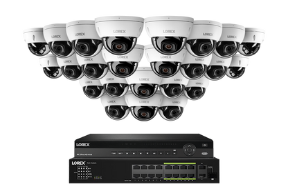 Lorex Pro Series 4K 32 Camera Capable Wired NVR System with 4MP (2K) A4 IP Dome Cameras - White 24