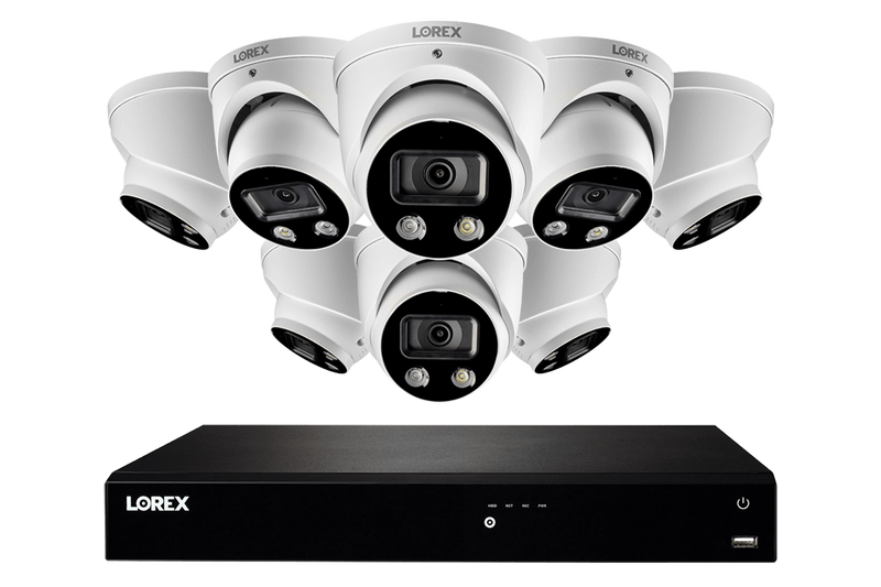 16-Channel 4K Fusion NVR System with 8 Smart Deterrence Dome IP Security Cameras with Smart Motion Detection Plus
