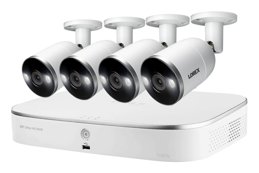 4K Ultra HD 8-Channel Fusion NVR System with 4 Smart Deterrence 4K 8MP IP Cameras, 150FT Night Vision, 3TB Hard Drive