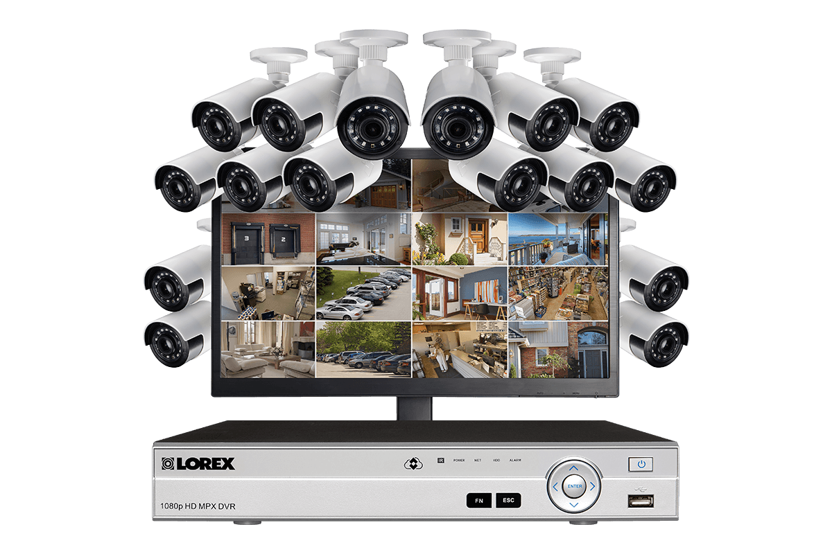 HD 1080p Surveillance Camera System with Free 24"" LED Monitor and 16 Ultra-Wide 160