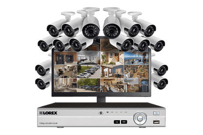 HD 1080p Surveillance Camera System with Free 24"" LED Monitor and 16 Ultra-Wide 160