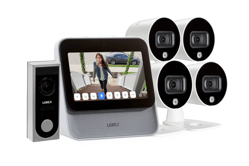 Lorex Smart Home Security Center with Four 1080p Outdoor Wi-Fi Cameras and HD Video Doorbell