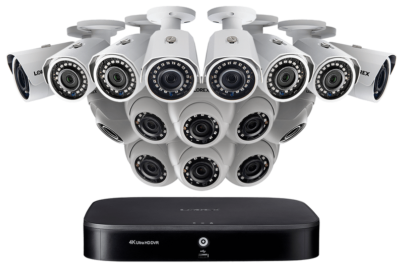 16 Channel HD Security Camera System with 16 Super HD 2K Outdoor Cameras, 120FT Color Night Vision