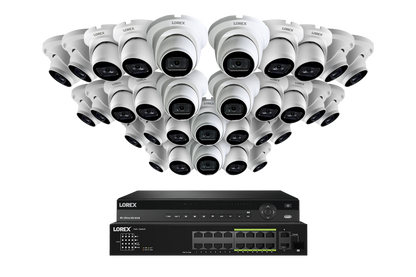 Lorex 4K (32 Camera Capable) Wired NVR System with Nocturnal 3 Smart IP Dome Cameras Featuring Listen-In Audio and 30FPS Recording