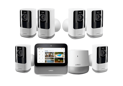 Lorex Smart Home Security Center with 2K Battery Operated Cameras and Range Extender (6-Cameras)