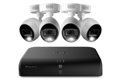 Lorex 4K (8 Camera Capable) 2TB Wired DVR System with 4 Active Deterrence Bullet Cameras