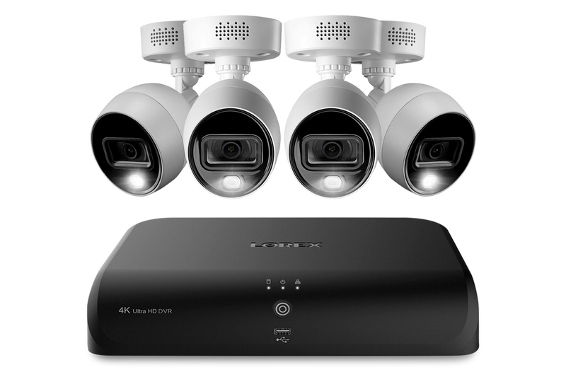Lorex 4K (8 Camera Capable) 2TB Wired DVR System with 4 Active Deterrence Bullet Cameras