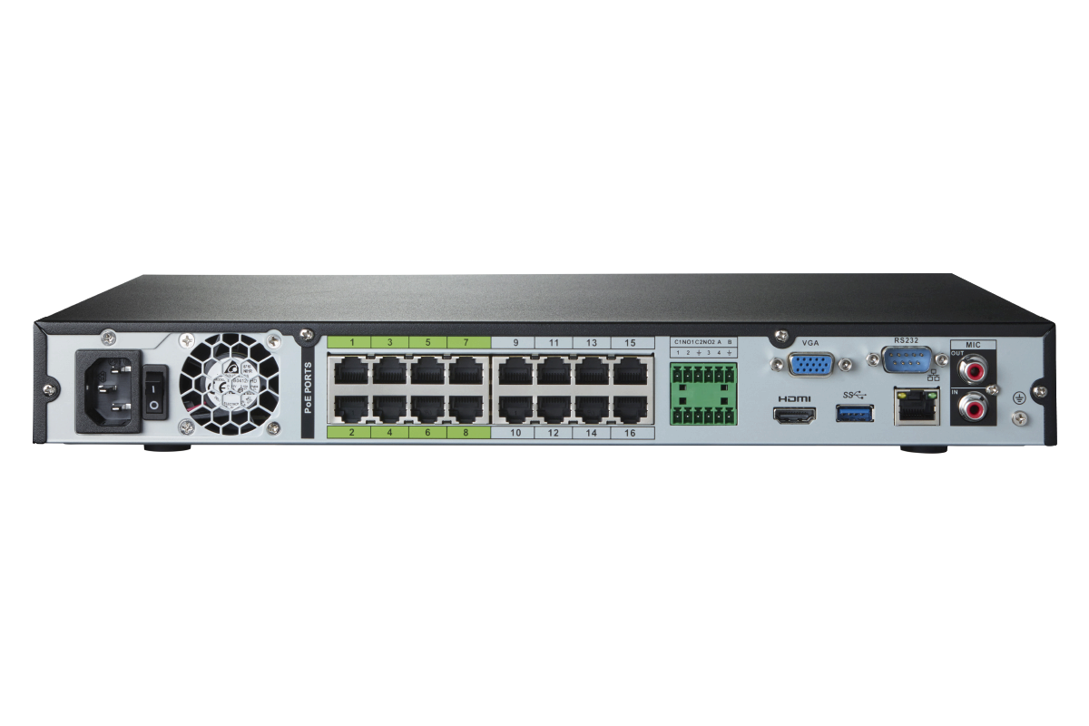4K 16-Channel 3TB Wired NVR System with 6 PTZ Cameras