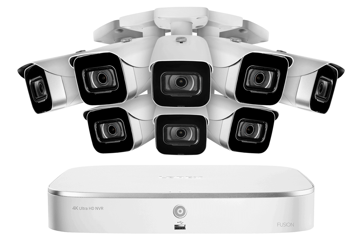 Lorex Fusion 4K 16-Channel (8 Wired + 8 Wi-Fi) NVR System with Bullet Cameras - White 8