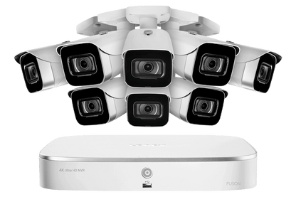 Lorex Fusion 4K 16-Channel (8 Wired + 8 Wi-Fi) NVR System with Bullet Cameras - White 8