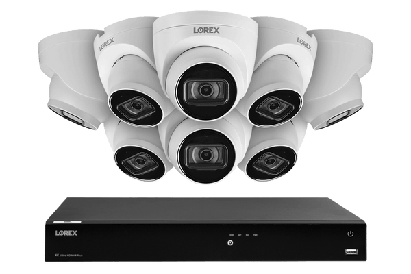 Lorex Fusion 4K (16 Camera Capable) 4TB Wired NVR System with IP Dome Cameras featuring Listen-In Audio