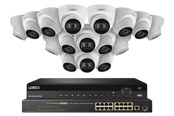32-Channel NVR System with 4K (8MP) IP Dome Cameras with Listen-In Audio