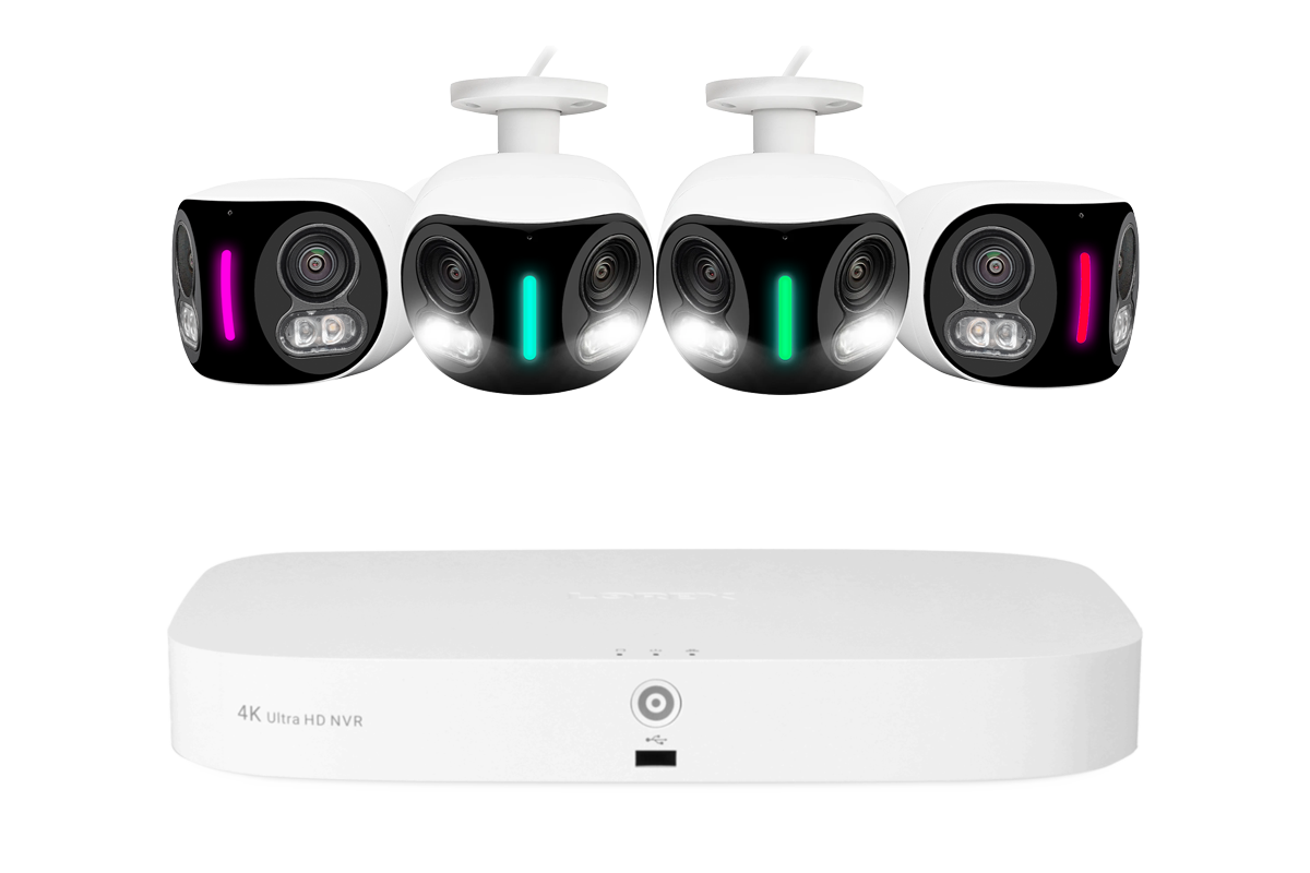 Lorex Fusion NVR with H20 (Halo Series) IP Dual Lens Cameras - 4K 16-Channel 2TB Wired System - White 4