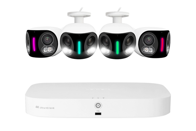Lorex Fusion NVR with H20 (Halo Series) IP Dual Lens Cameras - 4K 16-Channel 2TB Wired System - White 4