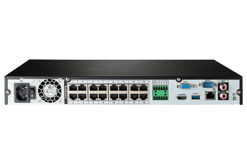 16-Channel 4K Fusion NVR System with 6 Smart Deterrence Bullet and 6 Motorized Varifocal Smart Dome IP Cameras