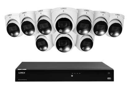 Lorex Fusion 4K 16-Channel 3TB Wired NVR System with Dome Cameras Featuring Smart Deterrence and 2-Way Audio