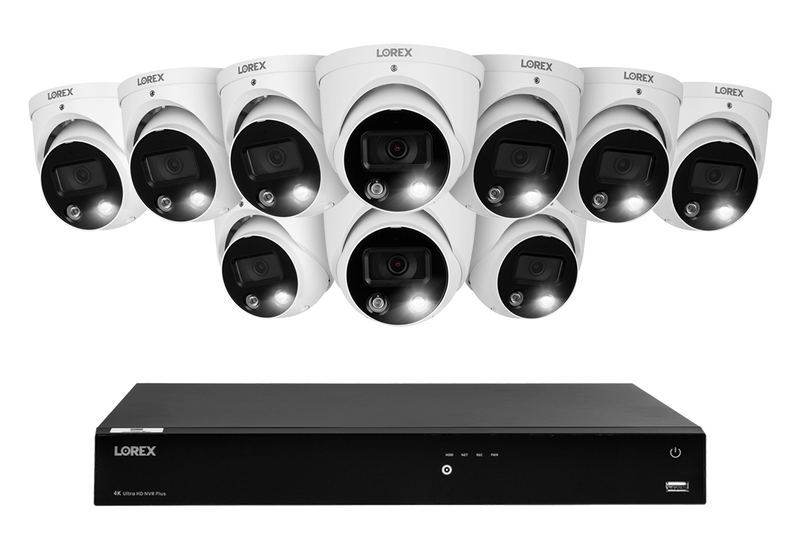 Lorex Fusion 4K 16-Channel 3TB Wired NVR System with Dome Cameras Featuring Smart Deterrence and 2-Way Audio