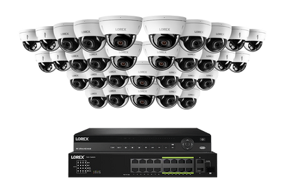 Lorex Pro  Series 4K 32 Camera Capable Wired NVR System with 8MP (4K) A10 IP Dome Cameras - White 32