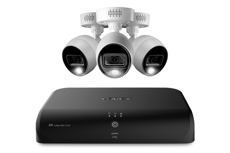 Lorex 4K (8 Camera Capable) 2TB Wired DVR System with 3 Active Deterrence Bullet Cameras
