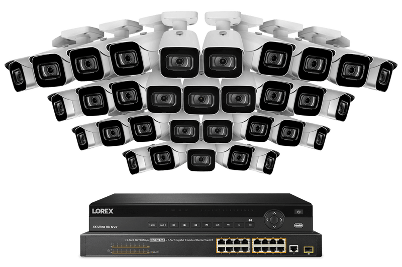 32-Channel NVR System with Thirty-Two 4K (8MP) IP Cameras