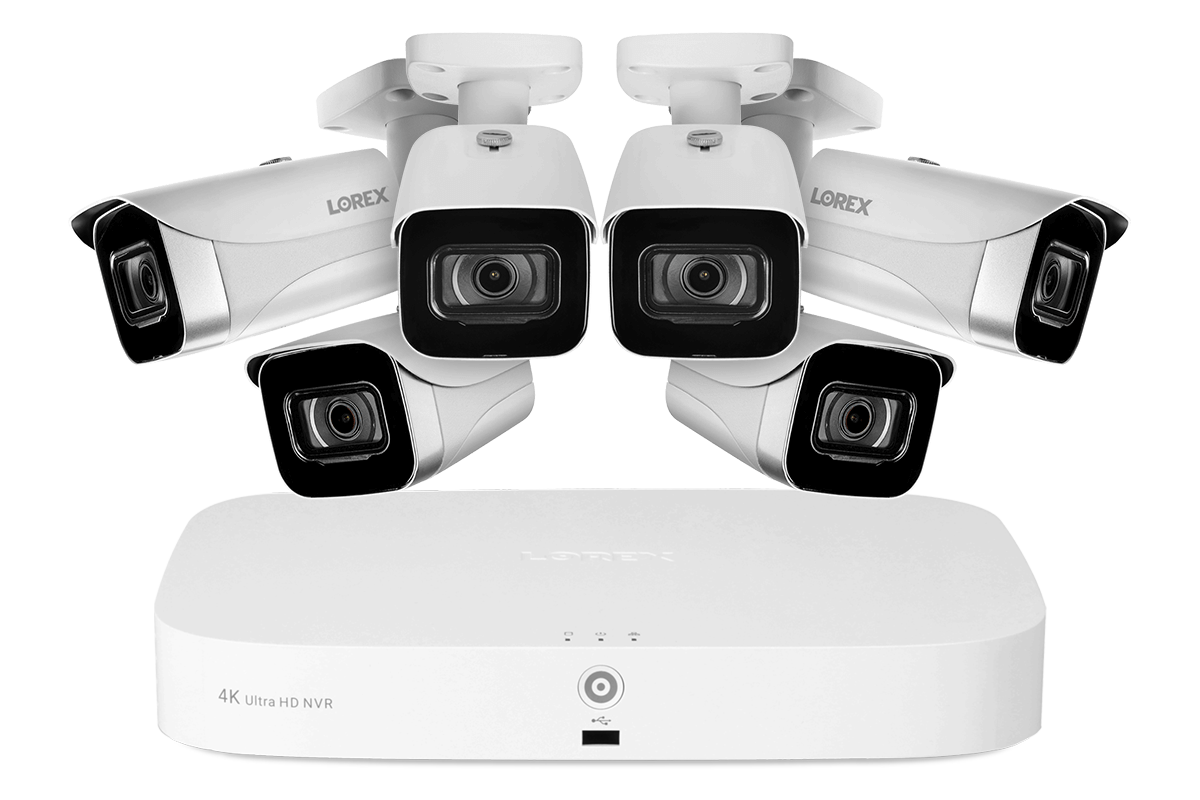 4K 8-channel 2TB Wired NVR System with 6 Cameras