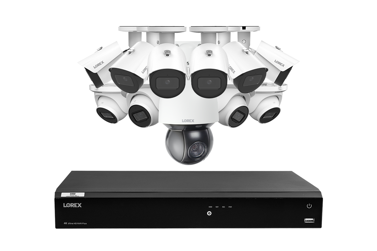 Lorex 4K Fusion 4TB Wired NVR System with Six 4K IP Bullet Cameras and Four 4K IP Dome Cameras and 4K PTZ Camera