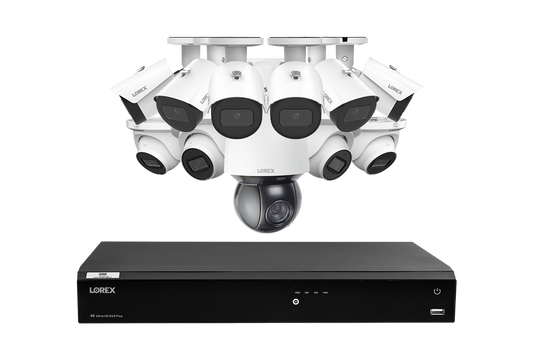 Lorex 4K Fusion 4TB Wired NVR System with Six 4K IP Bullet Cameras and Four 4K IP Dome Cameras and 4K PTZ Camera