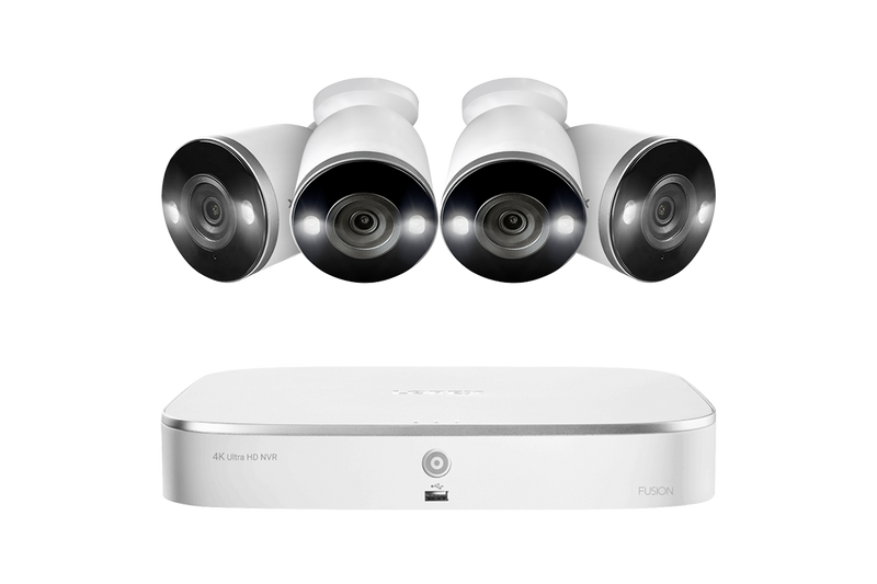 Lorex Fusion 4K 16 Camera Capable (8 Wired and 8 Wi-Fi) 2TB NVR System with 4 2K Spotlight Indoor/Outdoor Wi-Fi Cameras
