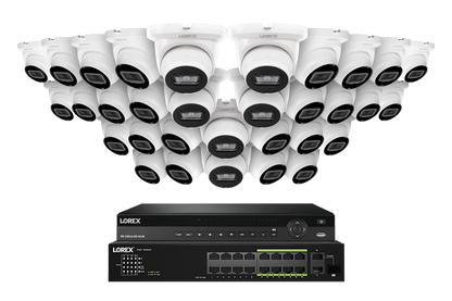Lorex Pro Series 4K 32 Camera Capable Wired NVR System with 4MP (2K) A4 IP Turret Cameras - White 32