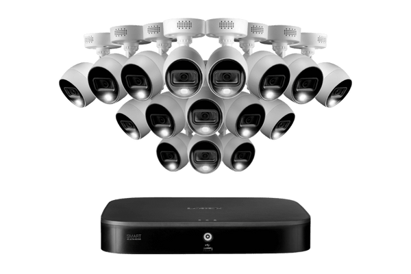Lorex 4K 16-Channel Wired DVR System with 16 Active Deterrence Cameras